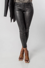 MID-RISE SKINNY FIT BLACK SNAKESKIN PANTS-MISCHUN