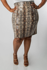 PLUS SIZE SNAKESKIN SEQUIN MIDI PENCIL SKIRT-MISCHUN