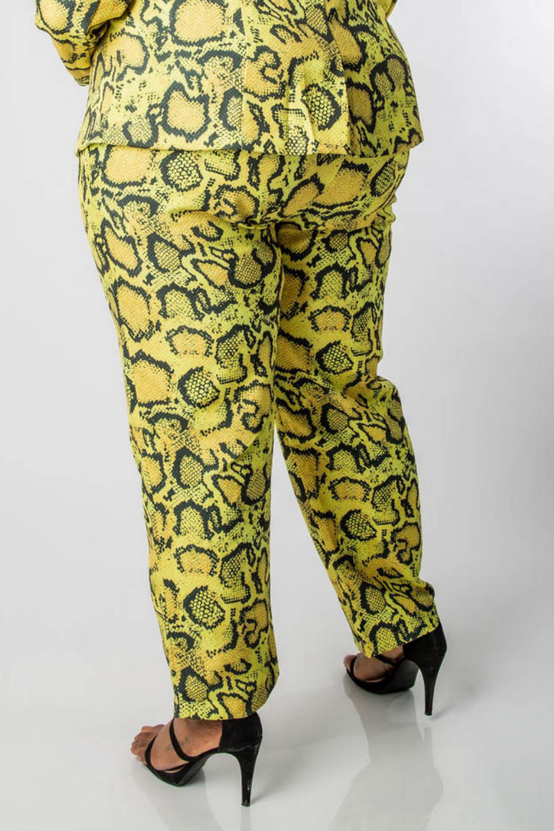 Final Plus Size Pants Suit in Yellow and Black Snake Skin